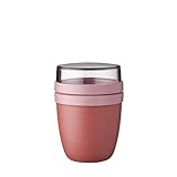 Mepal - Fiambrera Ellipse Mini - Práctico Vaso para Yogur y Muesli - Compartimentos separados para Porta Alimentos - Apto para Congelador, Microondas y Lavavajillas - 300 ml + 120 ml - Vivid Mauve