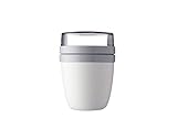 Mepal - Fiambrera Ellipse - Práctico Vaso para Yogur y Muesli - Compartimentos separados para Porta Alimentos - Apto para Congelador, Microondas y Lavavajillas - 500 ml + 200 ml - White
