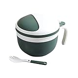 JINGYAN Caja Bento Fiambrera de Acero Inoxidable 304, vajilla con Tapa, Cuenco para Fideos instantáneos, Caja Bento portátil de Viaje Escolar para niños, contenedor de Alimentos(Green)