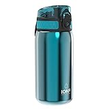 ion8 Botella Agua Inox Ligero para Niños, 400ml, Sin Aislamiento, a Prueba de Fugas, Fácil de Abrir, Cerradura Segura, Aptas para Lavavajillas, Fácil de Limpiar, Resistente a Rayones, Aqua