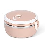 HERCHR Fiambrera Aislante, Fiambrera de Acero Inoxidable Rosa Fiambrera Aislante Pequeña Fiambrera Caliente para Niños Fiambrera para Comida Caliente para Almuerzo Viaje Trabajo