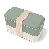 monbento - Fiambrera Lunch Box MB Original Natural Made in France - Bento Box con 2 Compartimientos Herméticos - Caja Bento Trabajo/Escuela - Sin BPA - Segura y Duradera - Verde