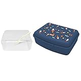 NERTHUS FIH 1228 Fiambrera Infantil Espacio, Caja de Almuerzo Ligera y Fácil de Limpiar con Divisor y Tenedor