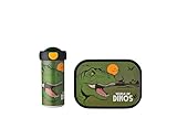 Mepal - Fiambrera Campus - Fiambrera para Niños con Vaso Escolar y Fiambrera - Fiambrera & Botella para Llevar - Apta para Lavavajillas y sin BPA - 300 ml + 750 ml - Dino