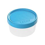 TATAY Fiambrera de Alimentos, Hermética, 0.5L de Capacidad, Tapa de Rosca, Libre de BPA, Apto Microondas y Lavavajillas, Color Azul. Medidas: 12 x 12 x 6,6 cm