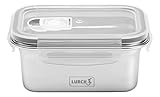 Lurch 240890 - Fiambrera de acero inoxidable de alta calidad con tapa de plástico sin BPA, 500 ml, color plateado