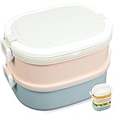 FRADABOX - Fiambrera Bento 'Alex', de 2 capas, fiambrera de acero inoxidable de alta calidad con estantes, para niños y adultos, sin BPA, caja bento, a prueba de fugas y apta para microondas, escuela