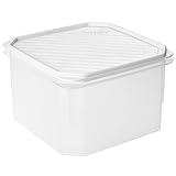 Tatay Fiambrera de Alimentos, Hermética, 2.9L de Capacidad, Tapa Flexible a Presión, Libre de BPA, Apto Microondas y Lavavajillas, Color Blanco. Medidas: 18.5 x 18.5 x 12.2 cm