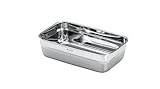 RÖSLE FLEXX 2GO 0,6 L rectangular fiambrera de acero inoxidable, apta para microondas y horno hasta 150 °C, apta para lavavajillas, color plateado y plateado