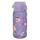 ion8 Botella de Agua para Niños, 350ml, a Prueba de Fugas, Fácil de Abrir, Cerradura Segura, Apta para Lavavajillas, Sin BPA, Asa de Transporte, Fácil de Limpiar, Neutro en Carbono, Diseño Hadas