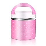 YUYTE 1-3 Capas de Aislamiento, 600ml Termo térmica con Aislamiento de Acero Inoxidable Contenedor de Alimentos Caliente (Rosa, 600ml)