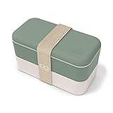 monbento - Fiambrera Lunch Box MB Original Natural Made in France - Bento Box con 2 Compartimientos Herméticos - Caja Bento Trabajo/Escuela - Sin BPA - Segura y Duradera - Verde