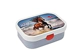 Mepal - Fiambrera Campus - Bento Box para Niños - Lonchera con Compartimento Bento y Tenedor - Fiambrera con Cierre de Clip - Sin BPA y apta para Lavavajillas - 750 ml - Wild Horse