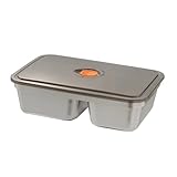 Contenedores de acero inoxidable para almacenamiento de alimentos, 2 divisores, caja de aperitivos, contenedor portátil a prueba de fugas de 8.6 x 5.7 x 2.3 pulgadas, 235 g para picnic, escuela