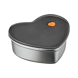 Fiambrera portátil en forma de corazón para acampar al aire libre, para estudiantes, oficina, acero inoxidable, para uso al aire libre