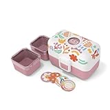 monbento - Fiambrera Infantil con Compartimentos Tresor graphic Papercut - Lonchera para Niños Ideal para Escuela/Picnic - Sin BPA - Personalizada y Segura - Lunch Box Niños Rosa con Motivo Floral