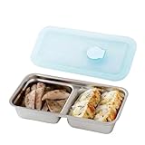 Ruwshuuk Recipiente De Acero Inoxidable Para Almuerzo | Recipientes Con Dos Compartimentos Y Tapa Hermética | Cajas Herméticas Para Alimentos Ideales Para Camping, Deportes Y Familias
