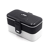 Atthys Lunch Box Negro | Tupper Design con 2 Cubiertos de Acero Inoxidable | Fiambrera Bento con 2 Compartimentos Estancos 1200 ml | Microondas y Lavavajillas | Bento Box Adultos o Niños