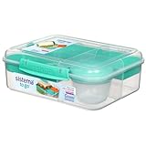 Sistema TO GO fiambrera bento | Fiambrera con tarrina para yogur o fruta | 1,65 l | Sin BPA | Verde azulado