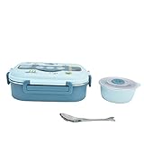 Entatial Fiambrera Infantil, Fiambrera Acero Inoxidable Diseño del Compartimento, Fiambrera Viene con Tapa De Asa De Transporte, Para la Escuela, Para Acampar(Azul)