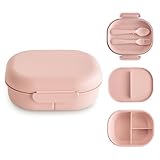 mushie Fiambrera Infantil Lunch Box | Divisor y compartimentos con tapas bloqueables | Con cubiertos tenedor y cuchara plástico sin BPA (Blush)