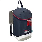 AKTIVE Nevera blanda térmica 9 L, Mochila porta alimentos para playa, Picnic, Camping o trabajo, Con aislamiento térmico, Bolsillo delantero, Cremallera doble, Azul marino y blanco (80730)