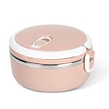 HERCHR Fiambrera, Fiambrera de Acero Inoxidable Rosa Fiambrera Pequeña Fiambrera Caliente para Niños Fiambrera para Comida Caliente para Almuerzo Viaje Trabajo