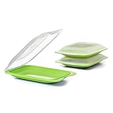 Tatay Porta Embutidos Fresh | Set de 3 Mini | Tupper Embutido Nevera | Tapa Extraíble, Apilable | Apto Congelador, Microondas y Lavavajillas | Libre de BPA, 12 x 3,1 x 18 cm, Color Lima