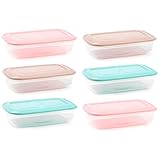 Acan Tradineur - Pack de 6 Fiambreras Rectangulares con Tapa - Capacidad de 800 ml - Fabricado en Plástico - Apto para microondas, congelador y lavavajillas - 5 x 16 x 20,5 cm - Color Aleatorio