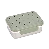 LÄSSIG Fiambrera para niños de acero inoxidable Fiambrera para el desayuno sostenible para el jardín de infancia/Lunchbox Happy prints light olive