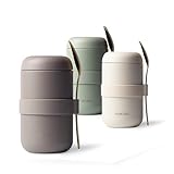 MAMEIDO Termo para Comida 500ml - Taza Aislada de Acero Inoxidable para Alimentos sin BPA para muesli, comida para bebés, helado y sopa (Taupe Grey, 0,5l)