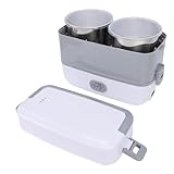 Sxhlseller Eléctrica Portátil de Autococción, Contenedor de Comida Caliente con Batería Recargable de 2 Litros, 2 Capas, 4 Vaporizadores (Enchufe europeo 220V 50Hz)