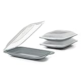 TATAY Set de 3 Porta Embutidos y Alimentos Fresh MINI, Libre de BPA, Reutilizables, Apilables, Apto Lavavajillas y Microondas, Color Gris Antracita. Medidas 12 x 3,1 x 18 cm