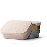 MAMEIDO Fiambrera acero inoxidable 1200 ml, compartimentos flexibles y tapa de silicona, lunch box adultos, bento box kids, lonchera para niños (Blush Kissed)