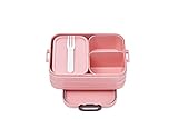 Mepal - Fiambrera Bento Take A Break midi - Lonchera Con Bento Box - Lunch Box para Sándwiches, Pequeños Tentempiés y Sobras - Merienda & Almuerzo - Con Compartimentos - 900 ml - Nordic Pink