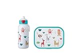 Mepal - Set de Almuerzo Campus - Fiambrera para Niños con Botella Pop-up y Fiambrera - Set de Almuerzo para el Colegio o para Llevar - Sin BPA - 400 ml + 750 ml - Animal Friends