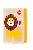 3 Sprouts Silicona Bento Box para Niños - Tupper Silicona - Fiambrera Hermética Infantil con Compartimentos - Caja Almuerzo Infantil - Lunch Box - León