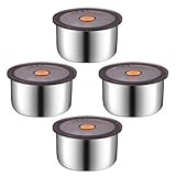 YUGSHNKFC 4 recipientes resistentes de acero inoxidable con tapa de silicona segura y portátil para uso escolar u oficina, tapa de silicona, caja de alimentos