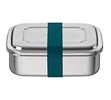 THERMOcafé by THERMOS TC Sándwich Box 1,00 l, acero inoxidable sin barnizar con cinta textil, fiambrera de acero inoxidable, para la universidad, la escuela, la oficina, apto para lavavajillas