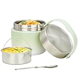 VINATO Fiambreras Comida Trabajo Fiambrera Térmica 1.2L Termo Comida Caliente Acero Inoxidable, Antifugas, Sin BPA con Cuchara - Ideal para Oficina, Exteriores y Colegio
