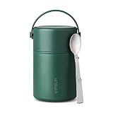 VINSUN Termo para Comida 800ml con Cuchara - Acero Inoxidable, a Prueba de Fugas, Sólidos y Líquidos - Fiambrera Termica de Doble Pared para Trabajo, Escuela, Senderismo