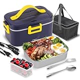 Smarthers Fiambrera Electrica - Fiambreras Comida Trabajo de Acero Inoxidable - 80W Lunch Box Portatil con Bandeja Extraíble, Fiambrera Termica para Comida Caliente, Fácil Limpieza y BPA Free, 1,8L