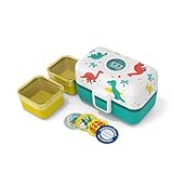 monbento - Fiambrera Infantil Dinosaurios con Compartimentos MB Tresor azul Dino - Lonchera para Niños Ideal para Escuela/Picnic - Sin BPA - Fiambrera Personalizada y Segura - Lunch Box Niños Azul