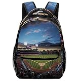 Mochila de béisbol con paisaje urbano, bonita bolsa de hombro informal para laptop, para escuela, viajes, camping, picnic