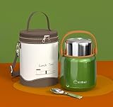 Euakee Termo para Comida 860 ml, Acero Inoxidable Doble Aislado con Cuchara, Recipiente Térmico para Comida, Fiambrera Termica Infantil y Adultos, Mantiene la Comida Caliente y Fría -Sin BPA (Verde)