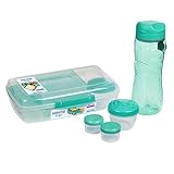 Sistema To Go fiambrera y recipientes para comida | Con botella de agua (800 ml), fiambrera bento (1,76 l), 2 tarros para aderezos y 2 recipientes para yogur | Sin BPA