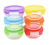 ARSUK Recipientes de vidrio para almacenamiento de alimentos para bebés, cuencos de destete pequeños, ollas para aperitivos para niños pequeños - 6 x 200 ml