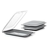 TATAY Porta Embutidos Fresh | Set de 3 Estándar | Tupper Embutido Nevera | Tapa Extraíble, Apilable | Apto Congelador, Microondas y Lavavajillas | Libre de BPA, 17 x 3,2 x 25,2 cm, Color Gris