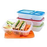 Easylunchboxes - Fiambreras (4 unidades, con 3 compartimentos)