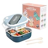 BigKing Fiambrera Bento Box, Fiambrera Sellada de Acero Inoxidable a Prueba de Fugas Caja de Comedor de Colores Contrastantes y Estilos Simples (Azul)